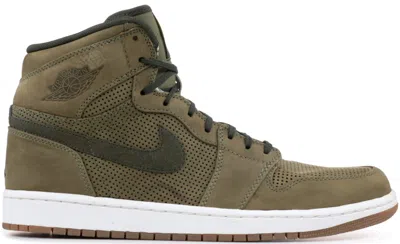 Pre-owned Jordan Men's  1 Retro High Sneakers In Urban Haze/dark Army/bright Cactus