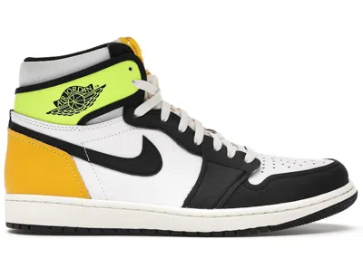 Pre-owned Jordan Men's  1 Retro High University Gold Sneakers In White/black/volt