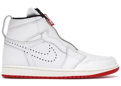 Pre-owned Jordan Men's  1 Retro High Zip University Red Sneakers In White/black/sail