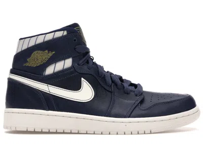 Pre-owned Jordan Men's  1 Retro Jeter Re2pect Sneakers In Midnight Navy Blue/metallic Gold/sail