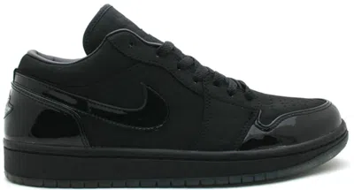 Pre-owned Jordan Men's  1 Retro Low Croc Sneakers In Black/metallic Silver