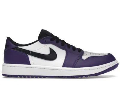 Pre-owned Jordan Men's  1 Retro Low Golf Sneakers In White/court Purple/university Red In Multi