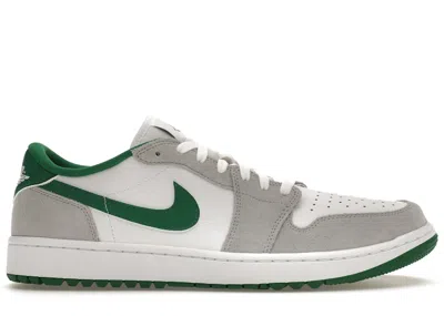 Pre-owned Jordan Men's  1 Retro Low Golf Sneakers In White/pine Green/light Smoke Grey