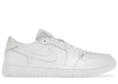 Pre-owned Jordan Men's  1 Retro Low Golf Triple Sneakers In White