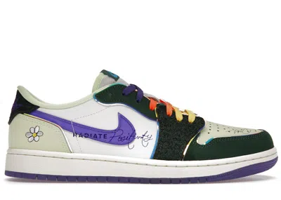 Pre-owned Jordan Men's  1 Retro Low Og Doernbecher (2023) Sneakers In Gorge Green/court Purple/white