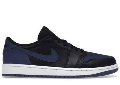 Pre-owned Jordan Men's  1 Retro Low Og Sneakers In Black/mystic Navy Blue/white