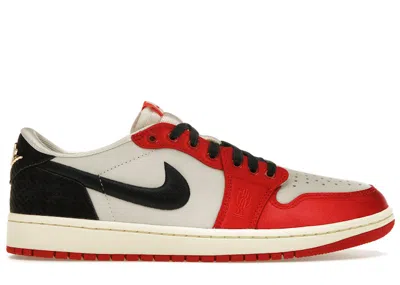 Pre-owned Jordan Men's  1 Retro Low Og Trophy Room Rookie Card Away Sneakers In Sail/black/varsity Red