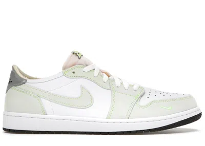 Pre-owned Jordan Men's  1 Retro Low Sneakers In White/ghost Green/black In Multi
