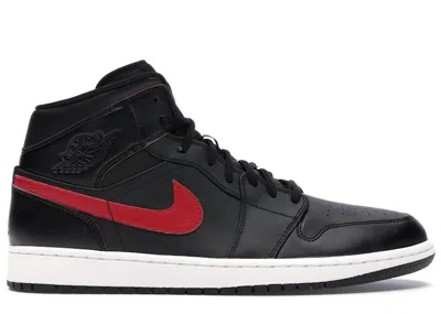 Pre-owned Jordan Men's  1 Retro Mid Sneakers In Black/team Red
