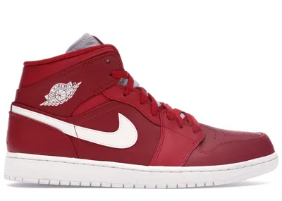 Pre-owned Jordan Men's  1 Retro Mid Sneakers In Gym Red/white In Multi
