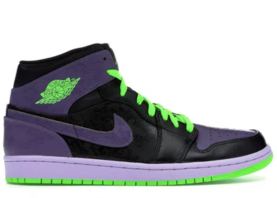 Pre-owned Jordan Men's  1 Retro Night Vision Joker Sneakers In Black/electric Green/canyon Purple In Multi