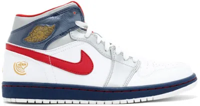 Pre-owned Jordan Men's  1 Retro Olmypic (2008) Sneakers In White/varsity Red Midnight Navy Blue/metallic In Multi