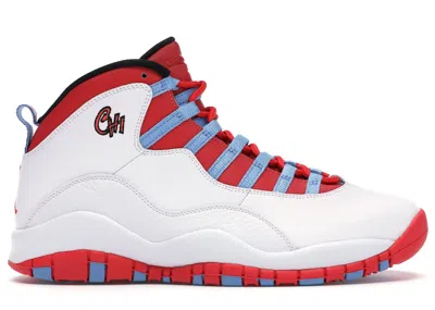 Pre-owned Jordan Men's  10 Retro Chicago Flag Sneakers In White/university Blue/black