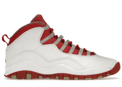 Pre-owned Jordan Men's  10 Retro Red Steel Sneakers In White/varsity Red/light Steel Grey