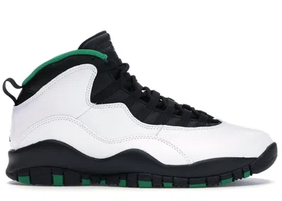 Pre-owned Jordan Men's  10 Retro Seattle Sneakers In White/black/green In Multi
