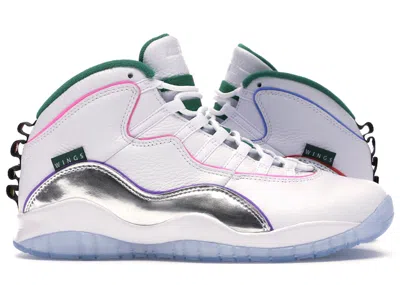Pre-owned Jordan Men's  10 Retro Wings Sneakers In White/clover/chrome