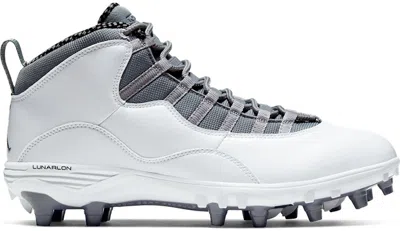Pre-owned Jordan Men's  10 Td Mid Sneakers In White/light Steel Grey/cool Grey In Gray