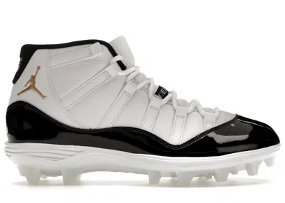 Pre-owned Jordan Men's  11 Mid Td Cleat Dmp Gratitude Sneakers In White/black/metallic Gold