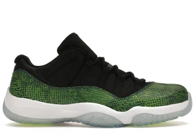 Pre-owned Jordan Men's  11 Retro Low Green Snakeskin Sneakers In Black/nightshade/white