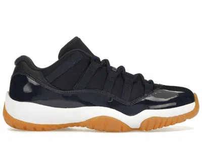 Pre-owned Jordan Men's  11 Retro Low Sneakers In Midnight Navy Blue/white/light Gum Brown In Multi