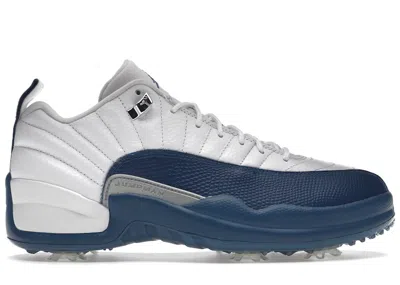 Pre-owned Jordan Men's  12 Retro Low Golf Sneakers In White/french Blue/metallic Silver