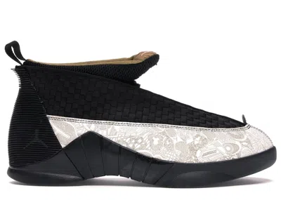 Pre-owned Jordan Men's  15 Retro Laser Sneakers In Black/metallic Gold/white Laser