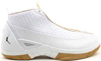 Pre-owned Jordan Men's  15 Se Gold Sneakers In White/metallic Silver/miners Gold