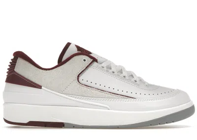 Pre-owned Jordan Men's  2 Retro Low Cherrywood Sneakers In White/cherrywood Red/light Steel Grey