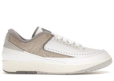 Pre-owned Jordan Men's  2 Retro Low Python Sneakers In White/cement Grey/sanddrift