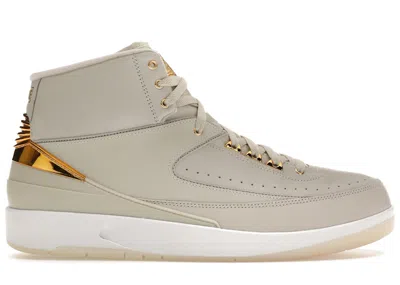 Pre-owned Jordan Men's  2 Retro Quai 54 Sneakers In Light Bone/white/metallic Gold