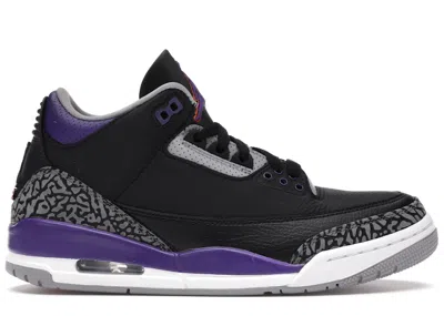 Pre-owned Jordan Men's  3 Retro Court Purple Sneakers In Black/cement Grey/white