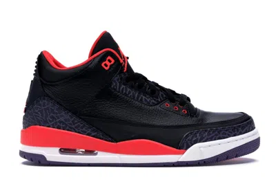 Pre-owned Jordan Men's  3 Retro Crimson Sneakers In Black/bright Crimson