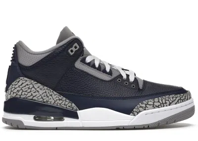 Pre-owned Jordan Men's  3 Retro Georgetown (2021) Sneakers In Midnight Navy Blue/cement Grey/white In Multi