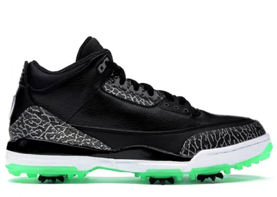 Pre-owned Jordan Men's  3 Retro Golf Sneakers In Black/green Glow In Multi