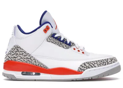 Pre-owned Jordan Men's  3 Retro Knicks Sneakers In White/old Royal/university Orange In Multi