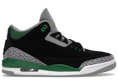 Pre-owned Jordan Men's  3 Retro Pine Green Sneakers In Black/silver/white