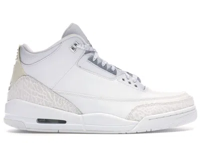 Pre-owned Jordan Men's  3 Retro Pure Money Sneakers In White/metallic Silver In Multi