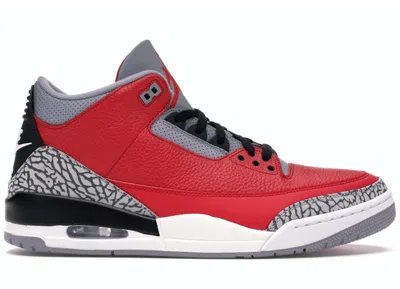 Pre-owned Jordan Men's  3 Retro Se Unite Sneakers In Fire Red/cement Grey