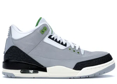 Pre-owned Jordan Men's  3 Retro Sneakers In Light Smoke Grey/chlorophyll/black In Multi