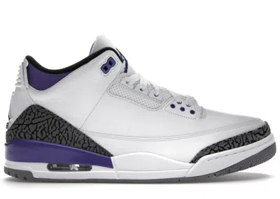 Pre-owned Jordan Men's  3 Retro Sneakers In White/black/dark Iris