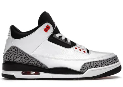 Pre-owned Jordan Men's  3 Retro Sneakers In White/cement Grey/infrared 23 In Multi