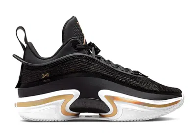 Pre-owned Jordan Men's  36 Low Pf Gold ( Sole) Sneakers In Black/white/metallic Gold In Multi