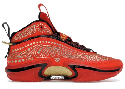 Pre-owned Jordan Men's  36 Luka Doncic El Matador Sneakers In Chile Red/metallic Gold/university Red