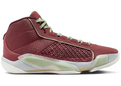 Pre-owned Jordan Men's  38 Pf Year Of The Dragon (white Sole) Sneakers In Cedar/metallic Gold Grain/light Pumic