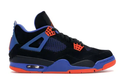 Pre-owned Jordan Men's  4 Retro Cavs Sneakers In Black/safety Orange/game Royal In Multi