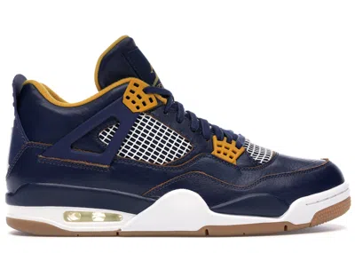 Pre-owned Jordan Men's  4 Retro Dunk From Above Sneakers In Midnight Navy Blue/metallic Gold/gold Leaf