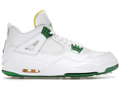 Pre-owned Jordan Men's  4 Retro Golf Sneakers In White/metallic Green/tour Yellow In Multi