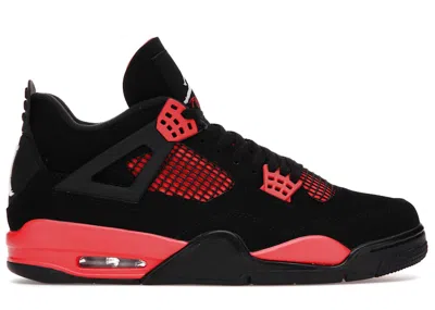 Pre-owned Jordan Men's  4 Retro Red Thunder Sneakers In Black