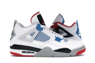 Pre-owned Jordan Men's  4 Retro What The Sneakers In White/military Blue/fire Red In Multi