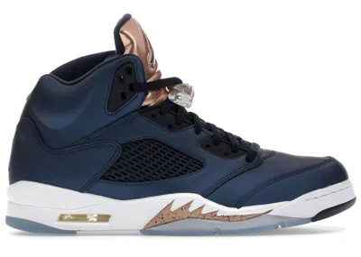 Pre-owned Jordan Men's  5 Retro Bronze Sneakers In Obsidian/white/metallic Red Bronze In Multi